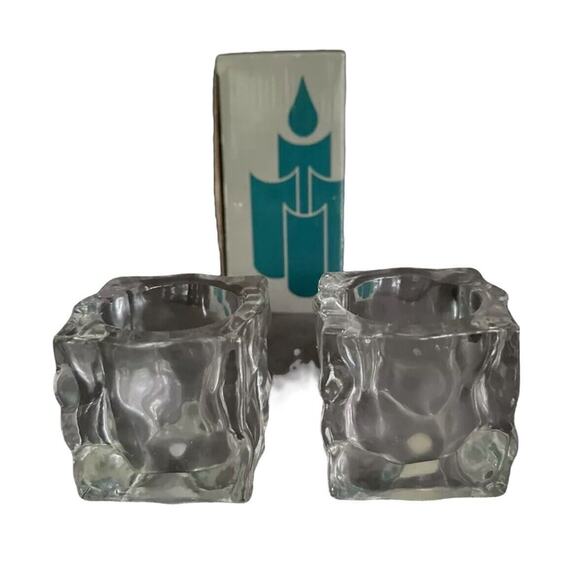 Partylite Clear Glacier Votive Candle Holders Set Of 2 #P0279 Home Decor Holiday - Picture 1 of 9
